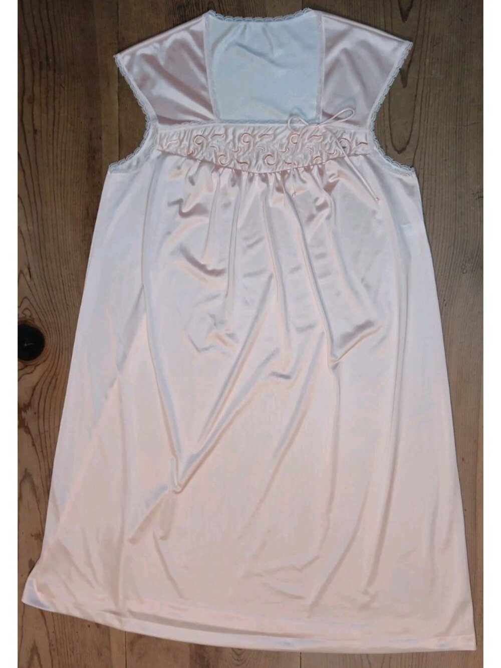 Vintage JC Penney Nylon III Antron Nightgown Womens S Pink Lace USA Knee Length